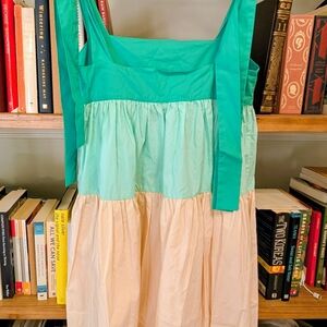 NWT Paper London Teal/ Blue Colorblock Sleeveless Dress, sz 6